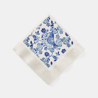 Delft Blue Bird 🐦 floral French Country Sctoll Napkins