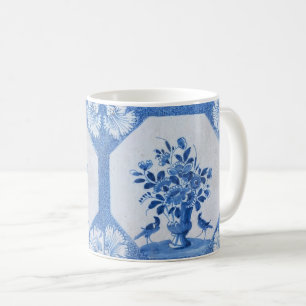 Delft Blue Birds floral French Country Chic Coffee Mug