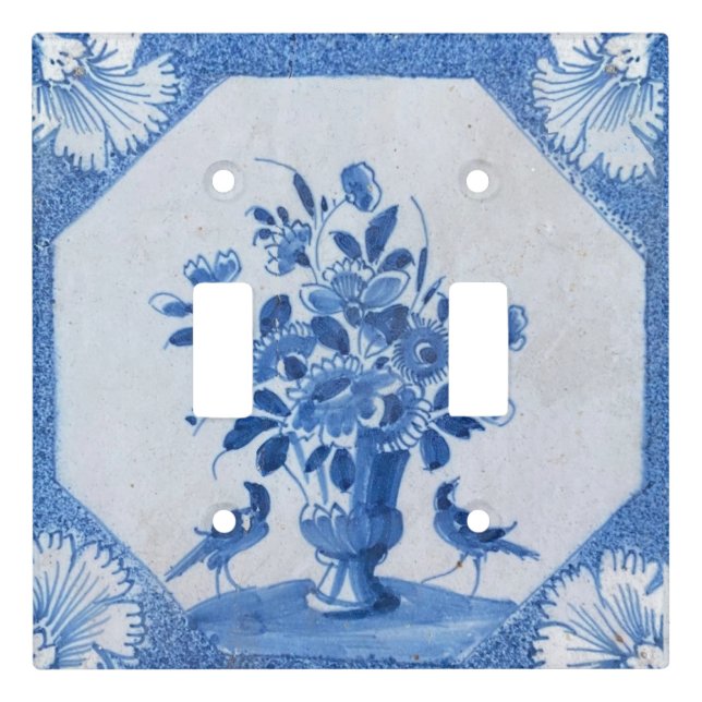 Delft Blue Birds floral French Country Chic Light Switch Cover (Front)