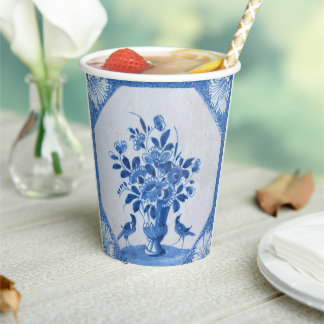 Delft Blue Birds floral French Country Chic Paper Cups