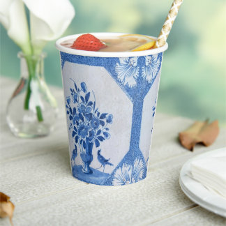 Delft Blue Birds floral French Country Chic Paper Cups