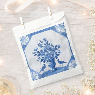 Delft Blue Birds floral French Country Toile Favor Bag
