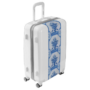 Delft Blue Birds floral French Country Toile Luggage