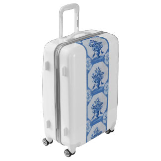 Delft Blue Birds floral French Country Toile  Luggage