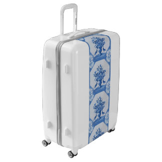 Delft Blue Birds floral French Country Toile Luggage