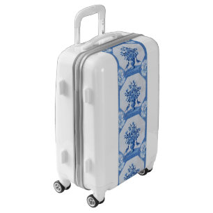 Delft Blue Birds floral French Country Toile Luggage