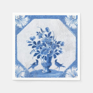 Delft Blue Birds floral French Country Toile Napkins