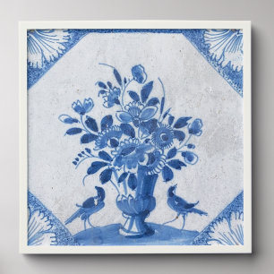 Delft Blue Birds floral French Country Toile Peel And Stick Photo Tile
