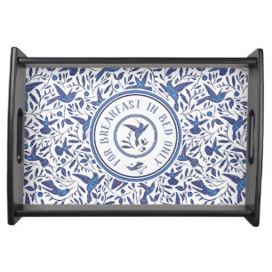 Delft Blue Birds Pattern for Service Serving Tray