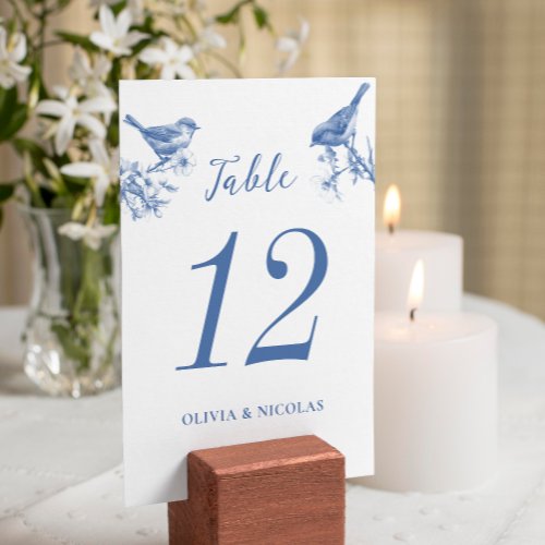 Delft Blue Birds Spring Wedding Table Card