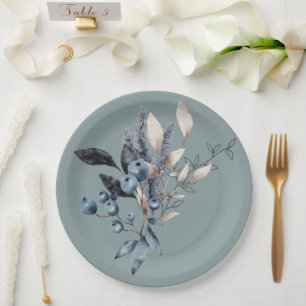 Delft Blue Blueberries Shower Paper Plates