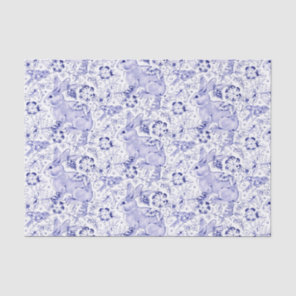 Delft Blue Bunny Rabbit Birds Elegant Chinoiserie Tissue Paper