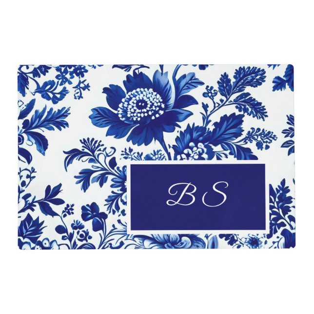 delft blue Chinese Ceramic Pattern Placemat (Front)