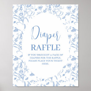 Delft Blue Chinoiserie Baby Shower Boy Diaper sign