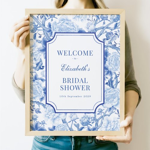 Delft Blue Chinoiserie Bridal Shower Welcome Poster