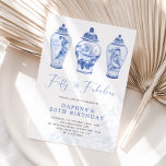 Delft Blue Chinoiserie Ginger Jar 50th Birthday Invitation<br><div class="desc">Beautiful chinoiserie-inspired design featuring elegant blue and white porcelain ginger jars</div>