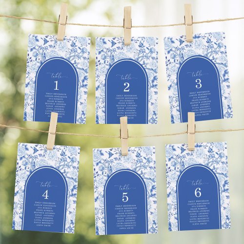 Delft Blue Chinoiserie Seating Chart Table Number
