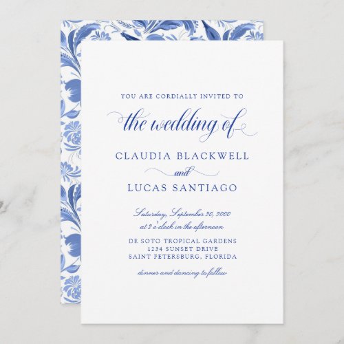 Delft Blue Chinoiserie Vintage Wedding Invitation