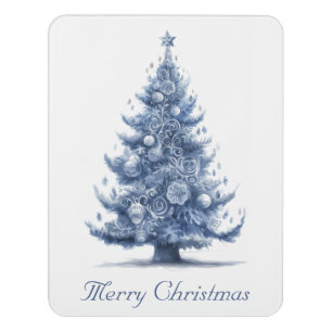 Delft Blue Christmas Tree Holiday Welcome Door Sign