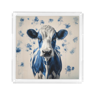 Delft Blue Cow – A Timeless Artistic Tribute Acrylic Tray