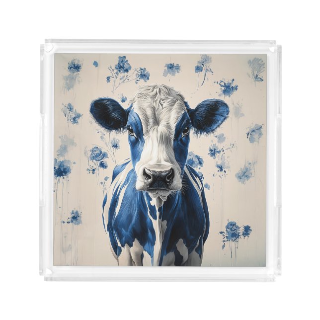 Delft Blue Cow – A Timeless Artistic Tribute Acrylic Tray (Front)