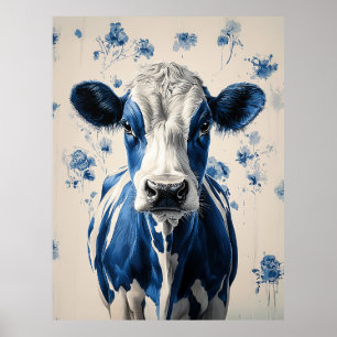 Delft Blue Cow – A Timeless Artistic Tribute Poster