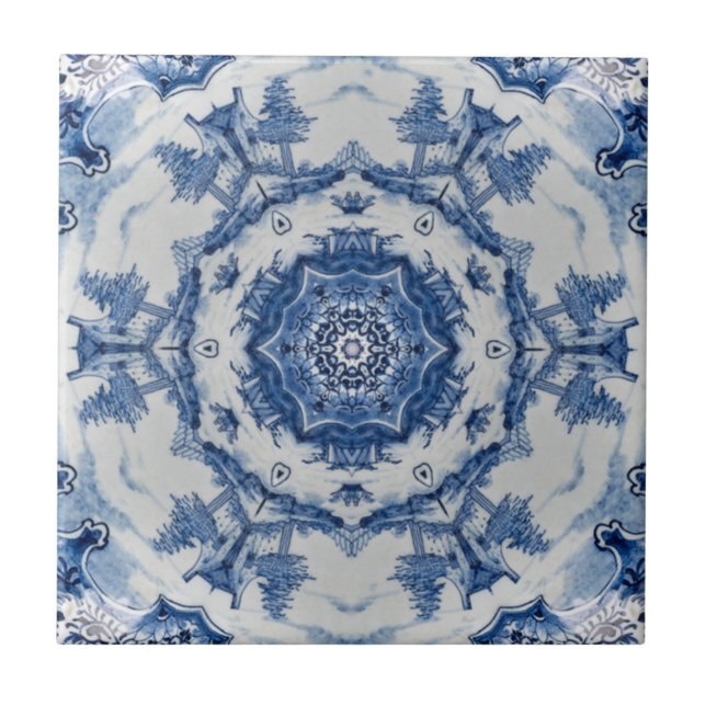 Delft Blue Design 02 1764 Backsplash Tile ~ (Front)