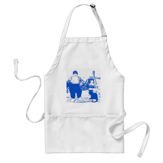 Delft Blue, Dutch Boy and Cat Adult Apron (Front)