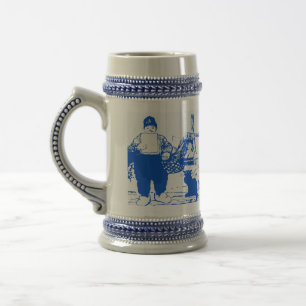 Delft Blue, Dutch Boy and Cat, Delft Blue, Dutc... Beer Stein