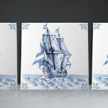 Delft Blue Dutch Style Frigate Schooner Sail Boat  Ceramic Tile<br><div class="desc">This beautiful handpainted ceramic tile from 1762 is a set piece from 17 different ship tiles and showcases a classic schooner in the traditional Delft Blue Dutch style. Delft ceramic tiles have a long and rich history dating back to the 16th century when they were first produced in the Dutch...</div>