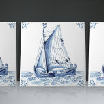 Delft Blue Dutch Style Frigate Schooner Sail Boat  Ceramic Tile<br><div class="desc">This beautiful handpainted ceramic tile from 1762 is a set piece from 17 different ship tiles and showcases a classic schooner in the traditional Delft Blue Dutch style. Delft ceramic tiles have a long and rich history dating back to the 16th century when they were first produced in the Dutch...</div>