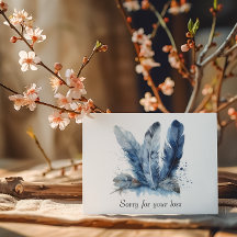 Delft Blue Feather Custom Sympathy Postcard