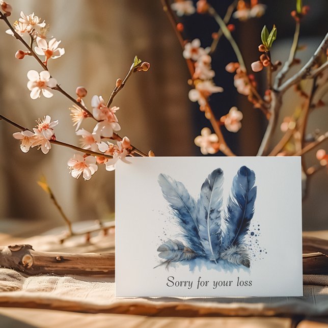 Delft Blue Feather Custom Sympathy Postcard (Creator Uploaded)