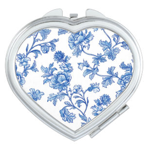Delft Blue Floral Chinoiserie  Compact Mirror