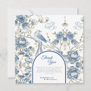 Delft Blue Floral Chinoiserie Porcelain Wedding Thank You Card