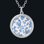Delft Blue Floral Chinoiserie  Silver Plated Necklace<br><div class="desc">The bride team will love these gorgeous floral chinoiserie style gifts.</div>