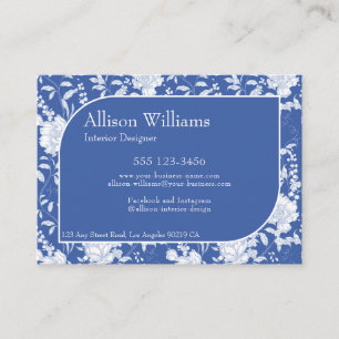 Delft Blue French Floral Chinoiserie Calling Card