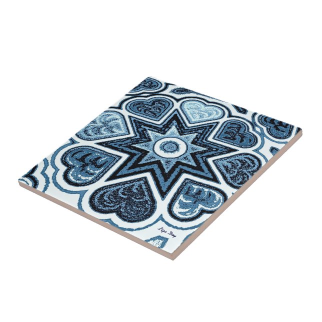 Delft Blue Heart Trivet/Tile Tile (Side)