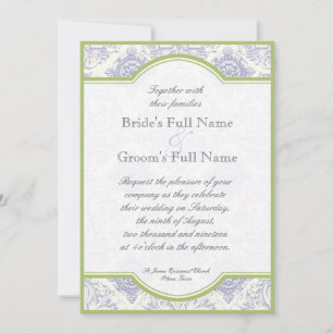 Delft Blue Iris Quatrefoil - Wedding Invitation