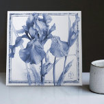 Delft Blue Iris Wall Decor Art Nouveau Watercolor Ceramic Tile<br><div class="desc">Watercolor Blue Iris by Messrs. Thomas Latham Boote and Richard Boote 1870, who commenced at the Central Pottery, Burslem, their original manufacture being Parian sculptures, vases, and later tiles. Signed "MB." The manufacture of tiles, which had then been revived by Messrs. Minton, Hollins & Co., of Stoke-on-Trent, attracted the attention...</div>