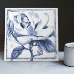Delft Blue Magnolia Decor Art Nouveau Watercolor Ceramic Tile<br><div class="desc">Watercolor Blue Magnolia by Messrs. Thomas Latham Boote and Richard Boote 1870, who commenced at the Central Pottery, Burslem, their original manufacture being Parian sculptures, vases, and later tiles. Signed "MB." The manufacture of tiles, which had then been revived by Messrs. Minton, Hollins & Co., of Stoke-on-Trent, attracted the attention...</div>