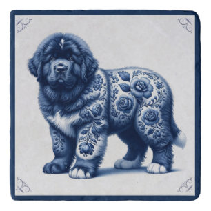 Delft Blue Newfoundland Puppy Trivet