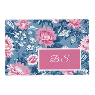 delft blue & pink Chinese Ceramic Pattern Placemat