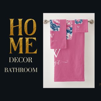 delft blue & pink elegant Modern Floral