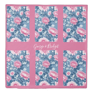 delft blue & pink vintage Beautiful Garden Flowers Duvet Cover