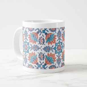 Delft Blue Red Cornflower Art Large Coffee Mug