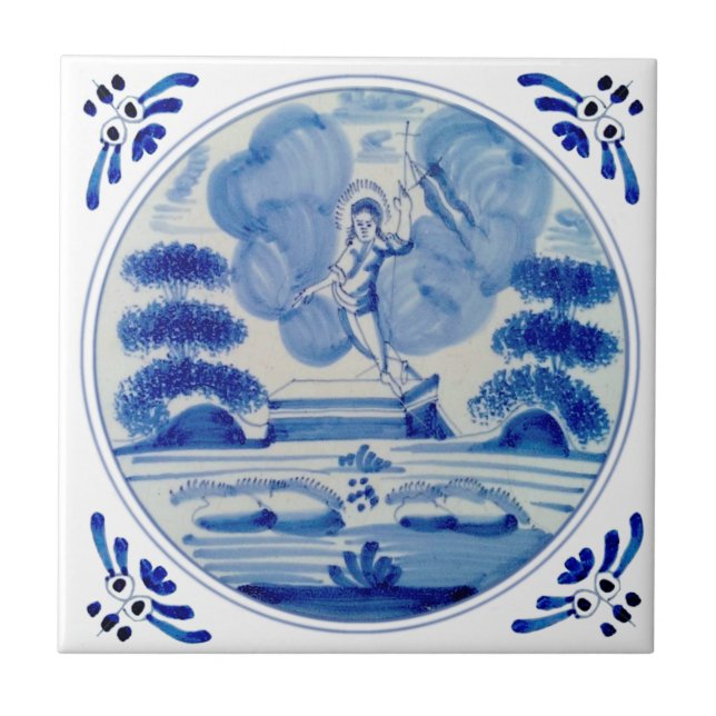 Delft Blue Resurrection of Christ c1760 Repro Ceramic Tile (Front)
