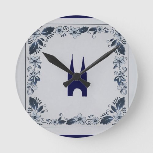 Delft blue tile Eastern Gate Round Clock