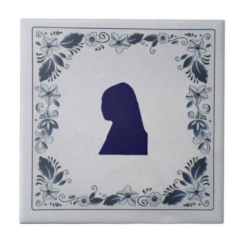 Delft blue tile Girl with a Pearl Earring