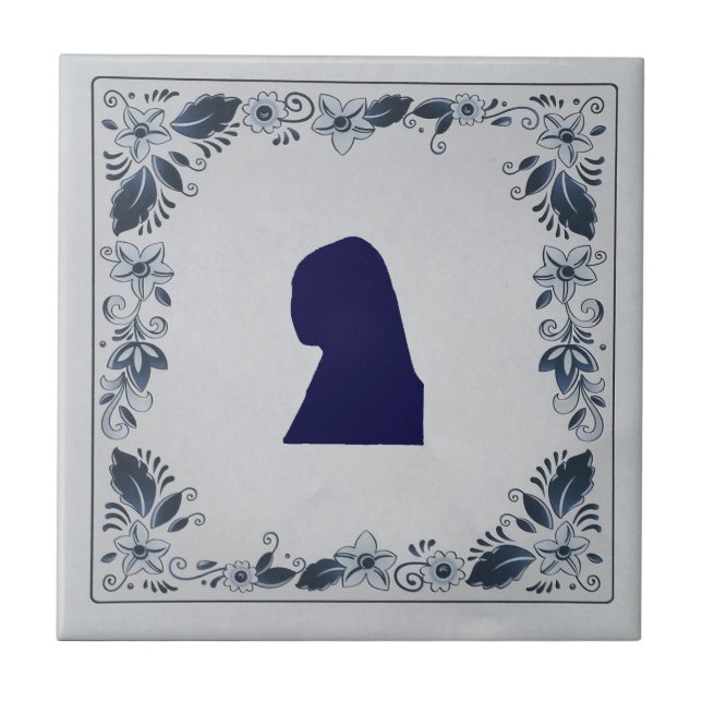 Delft blue tile Girl with a Pearl Earring (Front)